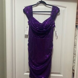 Purple sequin evening dress gown 10